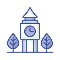 un icono de reloj torre en moderno diseño estilo, aislado en blanco antecedentes vector