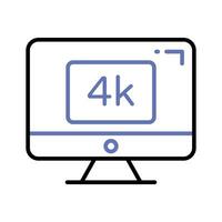 Led tv screen, icon of 4k Technology in trendy style vector