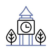 un icono de reloj torre en moderno diseño estilo, aislado en blanco antecedentes vector