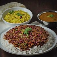 AI generated rajma rice, indian food with rice and beans photo