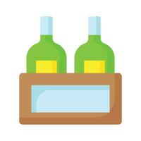 Editable icon of wine bottles crate, beer bottles inside wooden crate vector