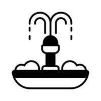 Grab this amazing icon of fountain in modern style, garden water spring decoration vector