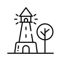 A tower containing a beacon light to warn or guide ships at sea, well designed icon of lighthouse vector