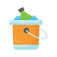 Editable icon of wine bottle bucket, beer bottles inside ice bucket vector