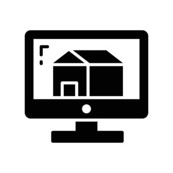 Home design on monitor showing concept icon of home architecture, architectural design vector