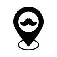 Barbershop location, salon point, Mustache inside map pin, hairdresser location vector