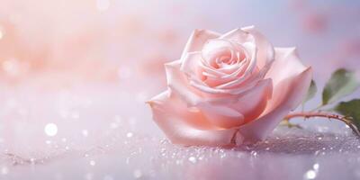 ai generado el rosado Rosa es en parte superior de blanco ventoso antecedentes foto