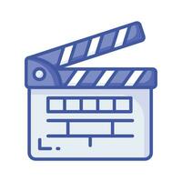 Movie clapper board, filmmaking device icon in modern style, ready to use vector