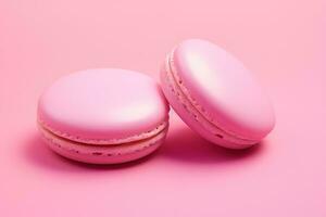 AI generated two small pink macarons on a pink background photo