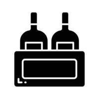 editable icono de vino botellas caja, cerveza botellas dentro de madera caja vector