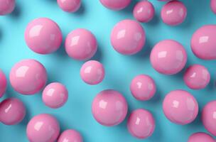 AI generated a lot of blue balloons adorn a pink wall, i photo