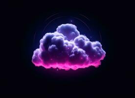 AI generated a cloud with neon and blue frames and a purple sphere, photo