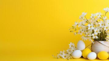 AI generated A vibrant Easter egg and flower arrangement photo