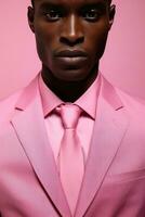 AI generated a young man wearing a pink suit, photo