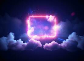 AI generated an abstract cloud with the neon isquare graphic, photo