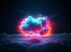 AI generated an abstract cloud with the neon isquare graphic, photo