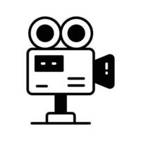 Retro film camera vector design in trendy style, professional video camera design