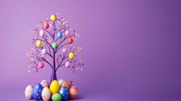 AI generated A vibrant image of a decorated Easter egg tree photo