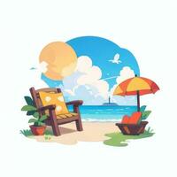 AI generated Summer Vibe Vacation Tropic Icon Clip Art Sticker Decoration Simple Background photo