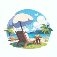 AI generated Summer Vibe Vacation Tropic Icon Clip Art Sticker Decoration Simple Background photo