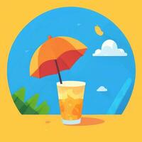AI generated Summer Vibe Vacation Tropic Icon Clip Art Sticker Decoration Simple Background photo