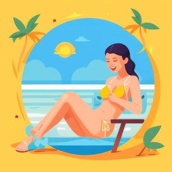 ai generado verano ambiente vacaciones trópico icono acortar Arte pegatina decoración sencillo antecedentes foto