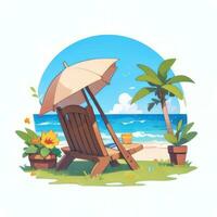 AI generated Summer Vibe Vacation Tropic Icon Clip Art Sticker Decoration Simple Background photo