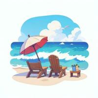 AI generated Summer Vibe Vacation Tropic Icon Clip Art Sticker Decoration Simple Background photo