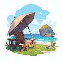 AI generated Summer Vibe Vacation Tropic Icon Clip Art Sticker Decoration Simple Background photo