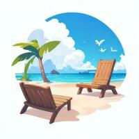 AI generated Summer Vibe Vacation Tropic Icon Clip Art Sticker Decoration Simple Background photo