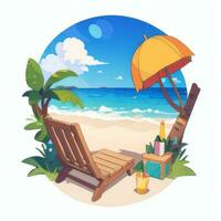 AI generated Summer Vibe Vacation Tropic Icon Clip Art Sticker Decoration Simple Background photo