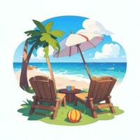 AI generated Summer Vibe Vacation Tropic Icon Clip Art Sticker Decoration Simple Background photo