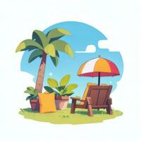 AI generated Summer Vibe Vacation Tropic Icon Clip Art Sticker Decoration Simple Background photo