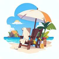 AI generated Summer Vibe Vacation Tropic Icon Clip Art Sticker Decoration Simple Background photo