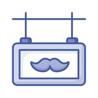 Wooden board having mustaches denoting concept icon of salon board, barber shop signboard vector design