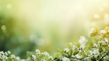 ai generado primavera verde prado antecedentes con Copiar espacio foto