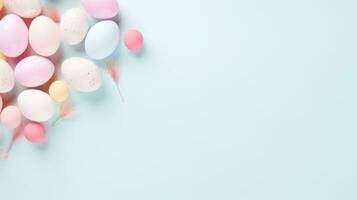 AI generated easter pastel background with copy space photo