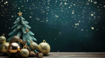 AI generated Christmas tree background with copy space photo