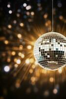 AI generated disco ball background with copy space photo