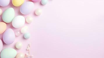 AI generated easter pastel background with copy space photo