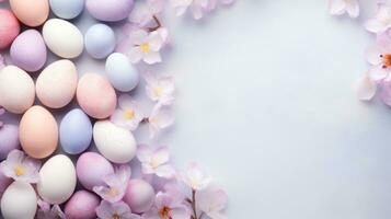 AI generated easter pastel background with copy space photo
