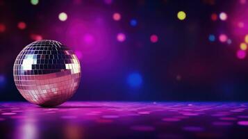 AI generated disco ball background with copy space photo