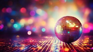 AI generated disco ball background with copy space photo