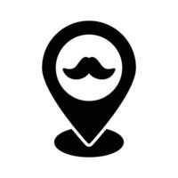 Barbershop location, salon point, Mustache inside map pin, hairdresser location vector