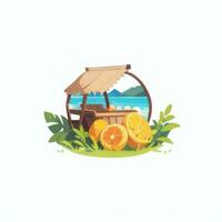 AI generated Summer Vibe Vacation Tropic Icon Clip Art Sticker Decoration Simple Background photo