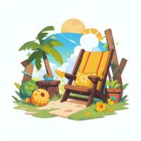 AI generated Summer Vibe Vacation Tropic Icon Clip Art Sticker Decoration Simple Background photo
