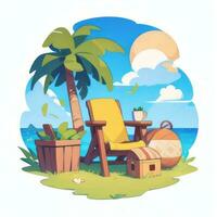AI generated Summer Vibe Vacation Tropic Icon Clip Art Sticker Decoration Simple Background photo