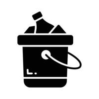 Editable icon of wine bottle bucket, beer bottles inside ice bucket vector