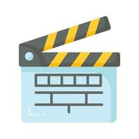 Movie clapper board, filmmaking device icon in modern style, ready to use vector