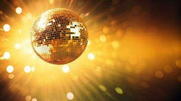 AI generated disco ball background with copy space photo